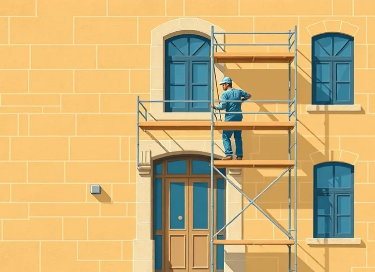 Ravalement de façade en pierre, nettoyage et application d'enduit