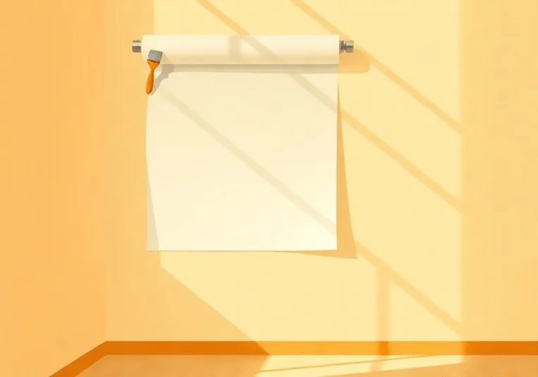 Pose de papier peint, rouleau et brosse à maroufler